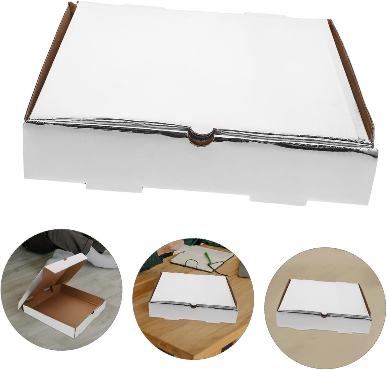 Zerodeko 10pcs Thick Pizza Takeout Box Grease-resistant Corrugated Pizza Wrapping Case for Restaurants Efficient Food Storage and Transport