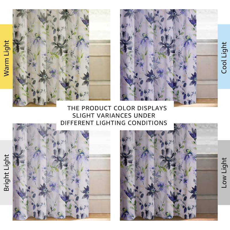 Image of Cloth Fusion Printed 100% Blackout Door Curtains 8 Feet Long Set of 2, Room Darkening Parda with Stainless Steel Grommets for Home Decor (8x4.5 Feet, Blue Lotus)