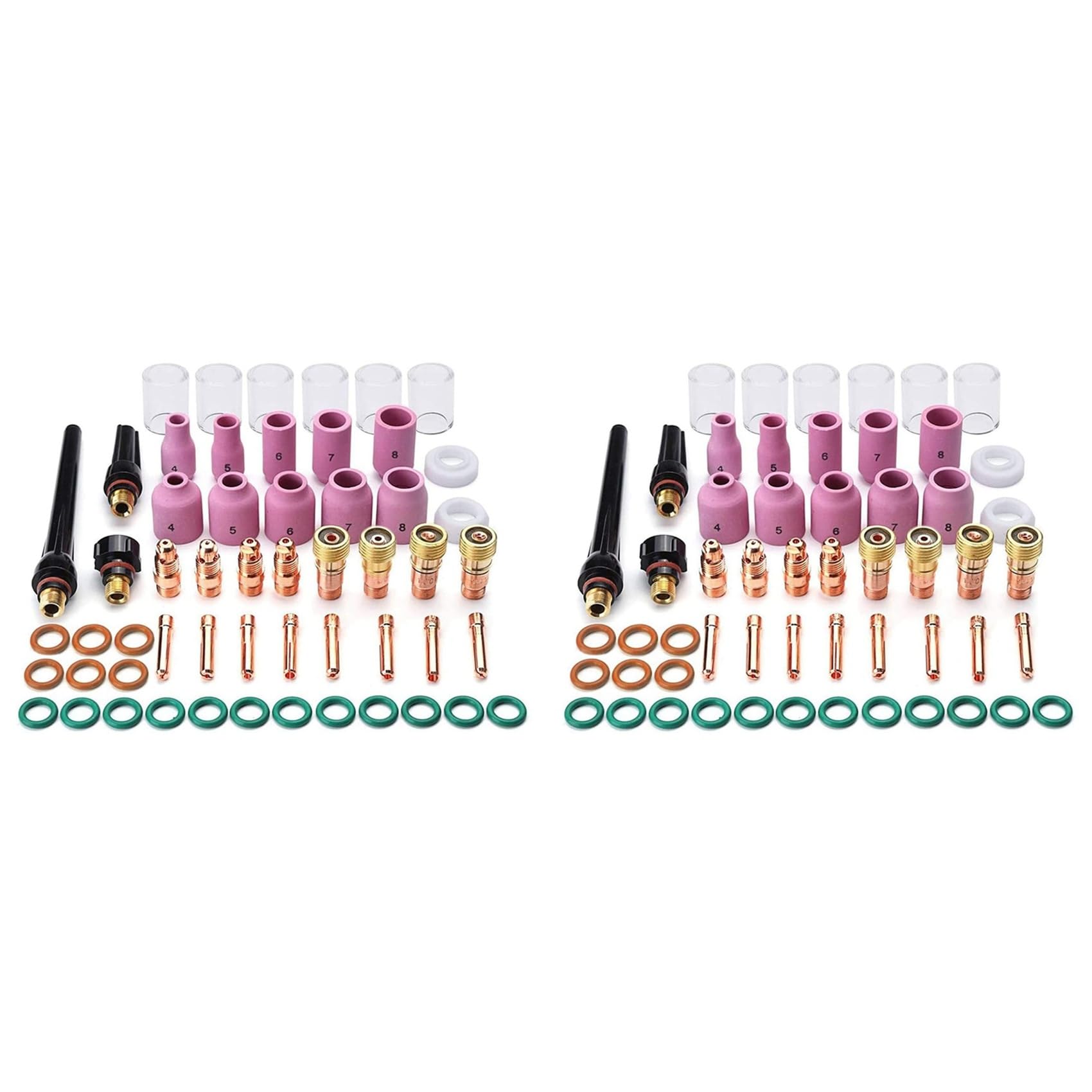 Wesafrae 110Pcs Tig Welding Torch Accessories Kit Alumina Nozzle Stubby Gas Lens 10 Cup Kit For Tig -17/18/26