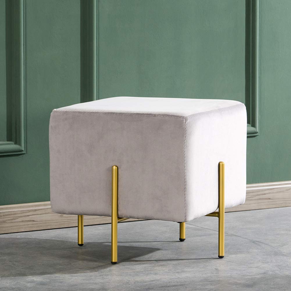 Pouf repose-pieds en cuir gris foncé de 42cm pour le salon