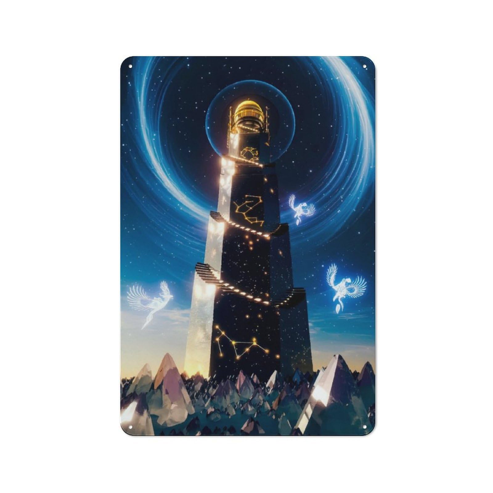 Junmoney Starlight Beacon Tower Industrial-Style Tin Sign 30X20cm For Pub Or Café, Suited To Pub Decor Enthusiasts