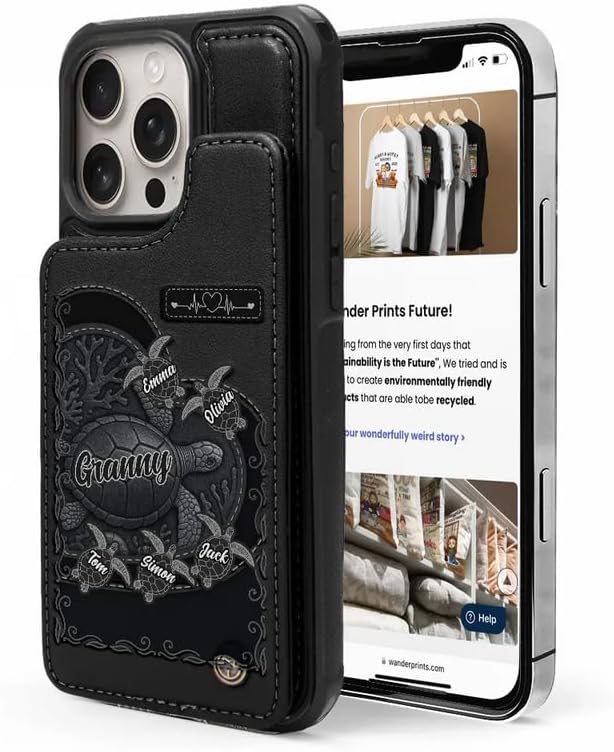 Miniatura 5 de Funda de cuero personalizada con tapa para iPhone  Regalo para abuela, mamá, cumpleaños, día de la madre, accesorio inspirado en el océano diario