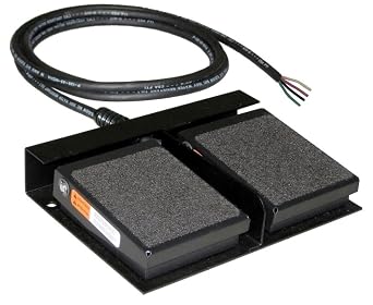 DS100 Dual Foot Switch, Electrical, Momentary Action, Two Pedal, SPDT Wired Normally Open N.O., 8-ft Cable with Leads, No Guard, Twin Pedal, Left/Right, Up/Down, Forward/Reverse