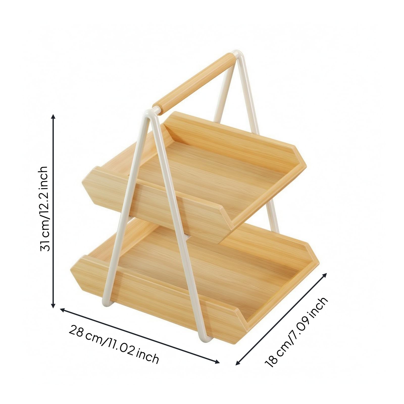 Étagère Table à Structure En A Plateaux Compact Porte- à Plateaux En Bois Poignée peu Encombrant Panier à à Étages , S