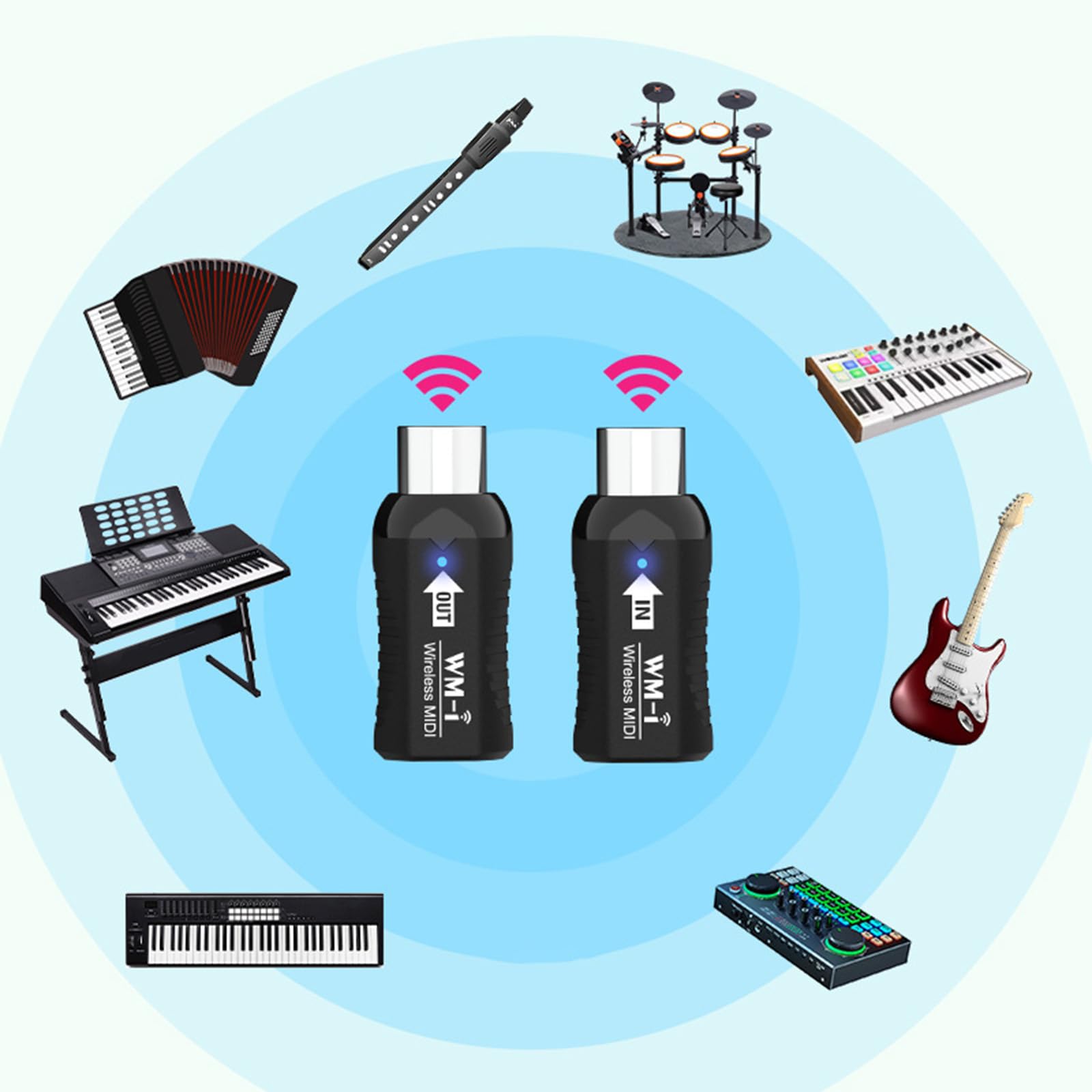 MIDI receptor de sonido inalámbrico para guitarra transmisor de baja latencia adaptador MIDI inalámbrico driver MIDI fácil de usar