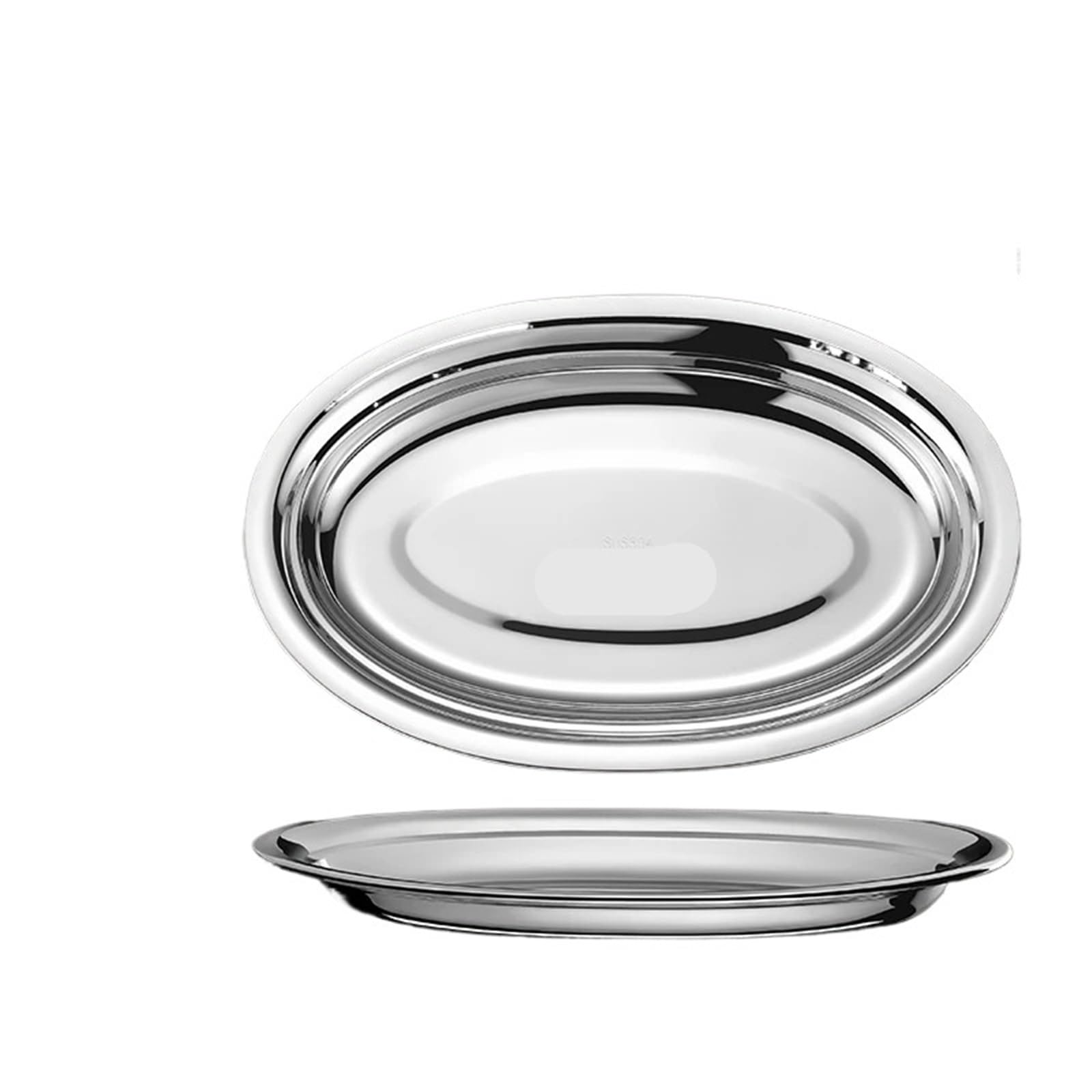Assiette elliptique de cuisine en acier inoxydable, 5 pièces Pour Cuisine(35cm)