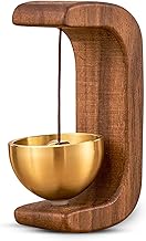 Handmade Wooden Door Bell Chime with Brass Bowl Vintage Shopkeeper Entry Alert Wall Mount for Home Office Store Clear Sound
