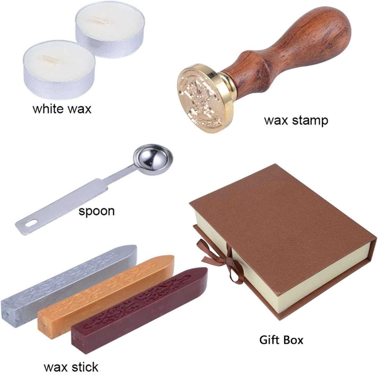 WOWOSS 7 Pcs Hogwarts Magic School Wax Seal Stamp Kit, Retro Badge Seal Wax Stamp Maker Gift Box with Vintage Wooden Handle and Brass Head for Christmas, DIY Craft, Theme Party Invitation Letters