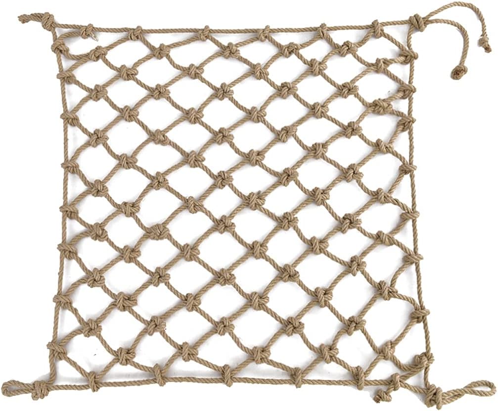 Child Safety Net Netting Heavy Duty Pond 1 * 3M Natural Thick Jute String Hemp Rope Decorations Nets Plant Climbing(10mm*12cm,2x3m(6.56X9.84ft))