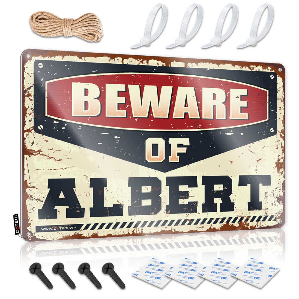 Tin Sign Wall Decor Beware Of Albert Sign Funny Plaques For Men Tin Metal Bar Signs(30X40CM)