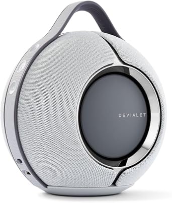 Devialet - مكبر صوت ذكي محمول من Mania Light Gray- Premium Compact Sound - صوت عالي الدقة بتصميم مدمج - صوت جهير عميق، اتصال سلس، صوت متكيف، تصميم متين