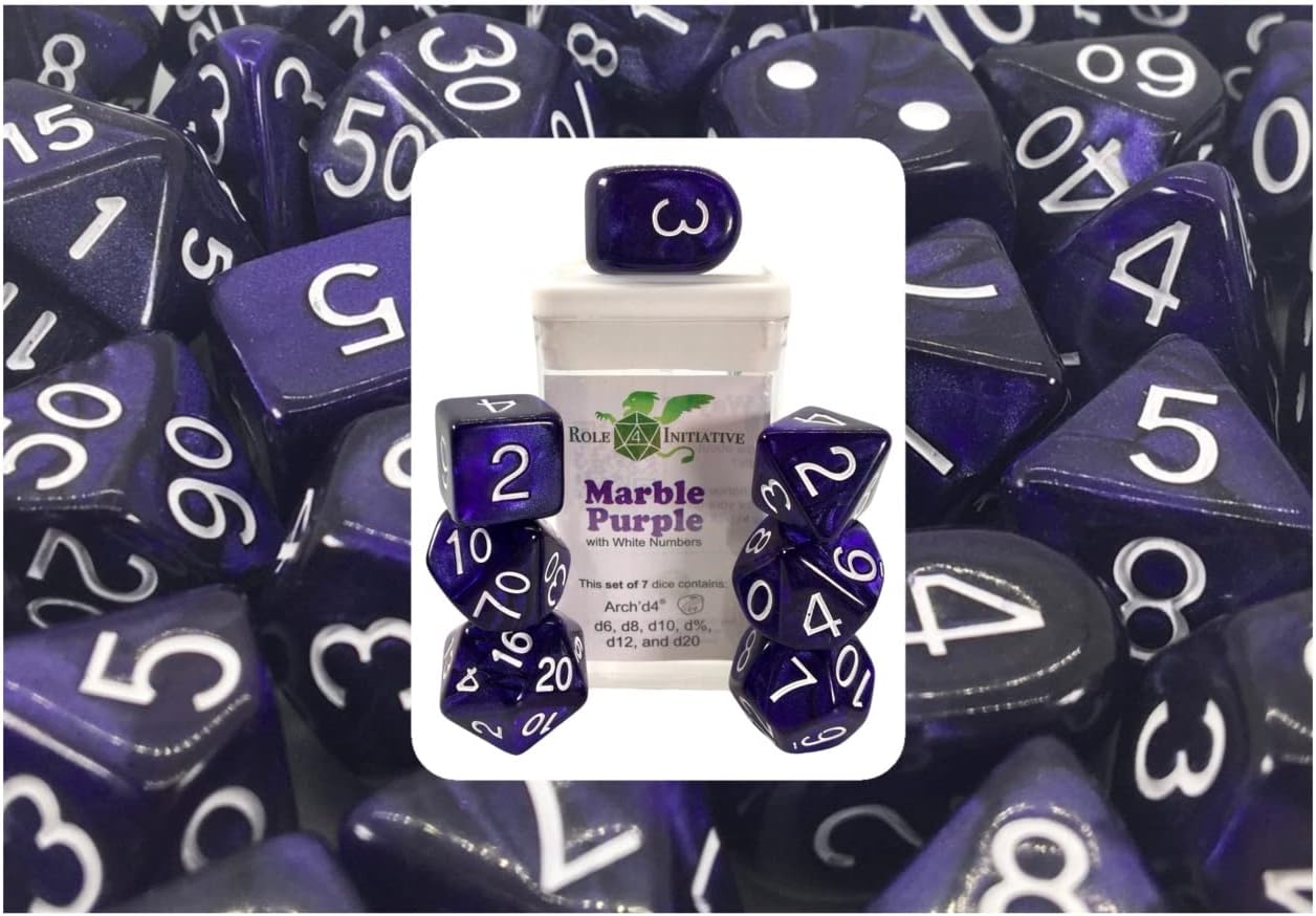 Marble Purple Dice - Set of 7 w/Arch'd4