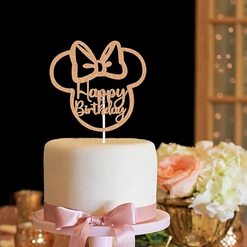 Miniatura 4 de Decoración inspirada en ratones para tartas de cumpleaños, decoración de fiesta de cumpleaños con temática de ratón de dibujos animados, purpurina