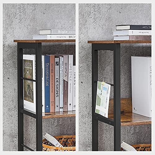 VASAGLE Bookshelf, Bookcase, Shelving Unit, TV Stand, Console Table, 6 Compartments, for Office, Living Room, Bedroom, 33 x 120 x 80 cm, Industrial Design, Rustic Brown and Black LLS104B01