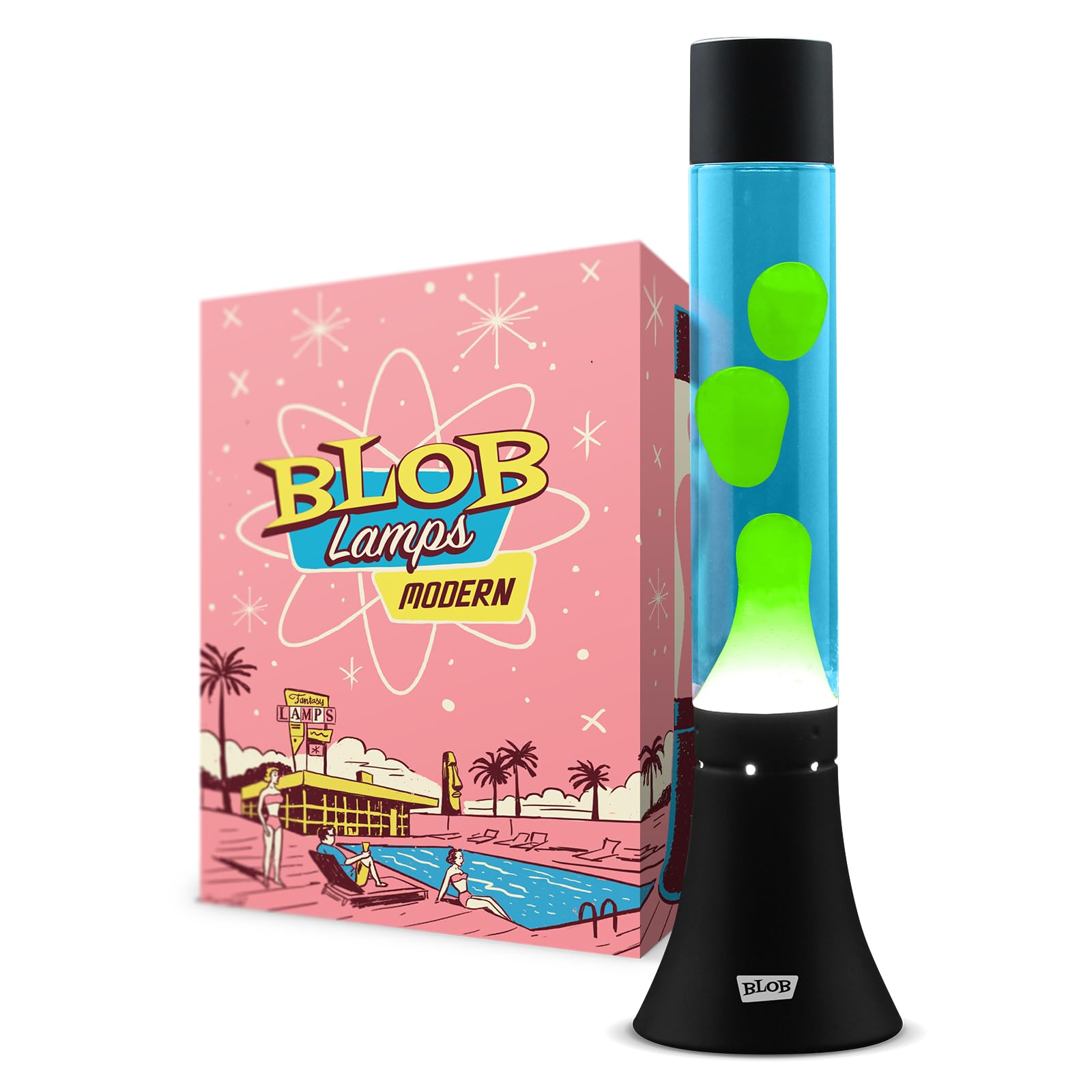 Blob Lamps Green/Blue Blob Lamps® Liquid Motion Lamp Modern Wax Liquid White Base & Cap 14.5" Mood Lamp Light