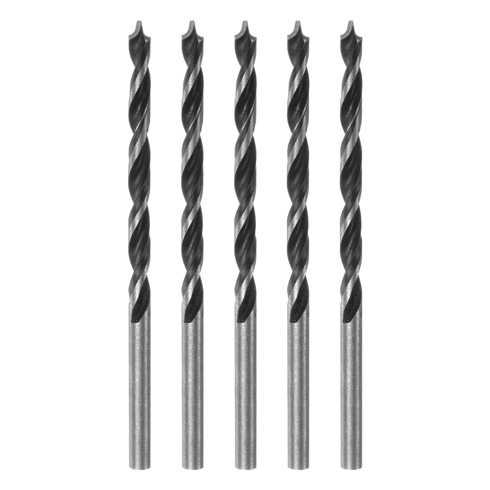 QUARKZMAN 5pz Punte Trapano Brad Point 3mm(8/64") Dia Dritto Acciaio Tondo Shank Trapano Metrico Brad Point 1,2" Profondità Foratura Trapano a Spirale per Legno Carpenteria Plastica Gomma