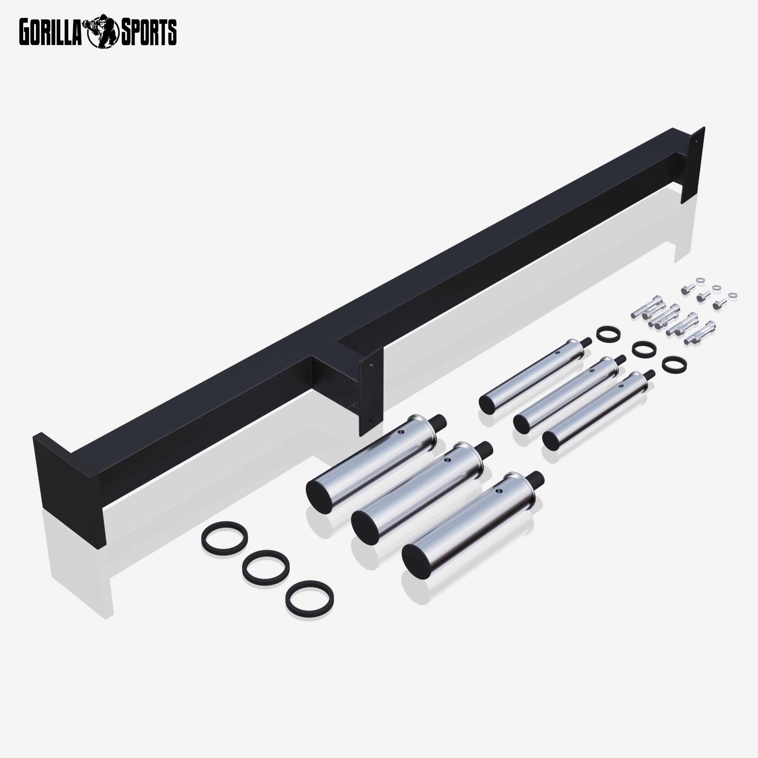 GORILLA SPORTS® Rastrelliera Pesi - da Parete, 3x30mm e 3x50mm Aste per Dischi, Carico Massimo 300 kg - Supporto per Dischi Pesi, Rack di Stoccaggio, Porta Pesi, Piastre, Allenamento, Palestra Casa