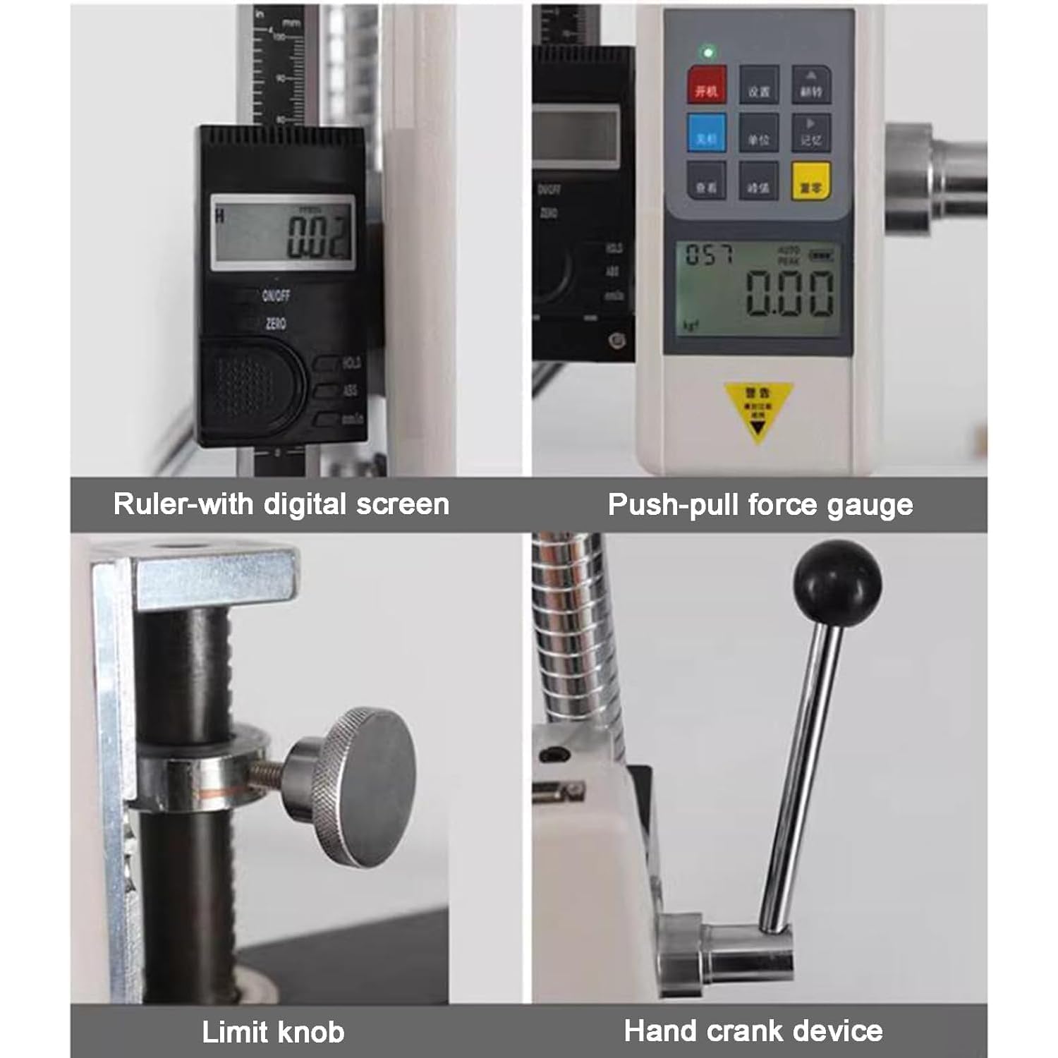 Medidor de fuerza digital, medidor manual de fuerza de empuje y tracción para pruebas de tensión y compresión, carrera efectiva de 70 mm, carga máxima de 500 N