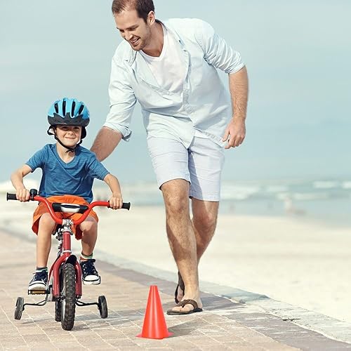 Miniatura 7 de Alyoen Conos de tráfico naranja de 9 pulgadas, conos deportivos de plástico, conos de entrenamiento de fútbol para actividades al aire libre y
