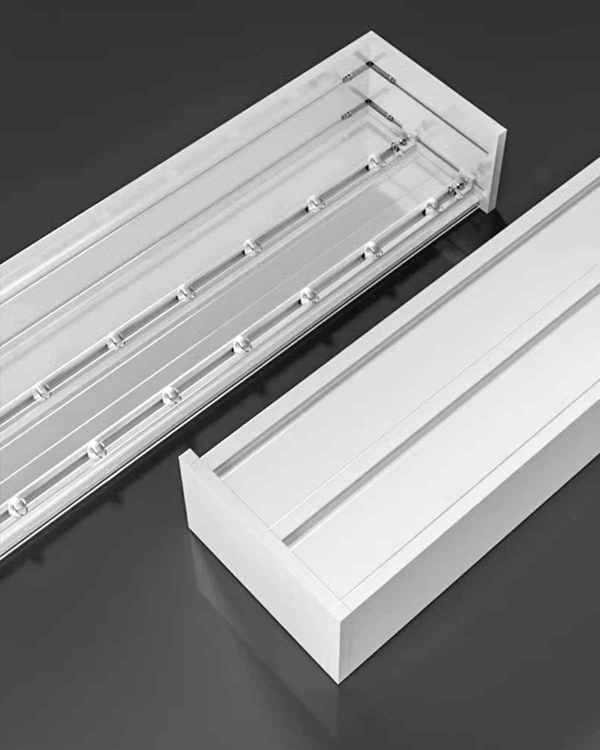 Rail pour rideaux double de chambre blanc moderne en alu de 120 cm