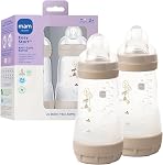 MAM 9oz Démarrage facile Anti-Colic+ Bouteilles pour bébés éventées, 2+ Mois, 4 Pk, Unisexe ► Mamelon d'allaitement à flux moyen, double anti-colique réduit le gaz & Reflux, Facile à nettoyer, BPA Gratuit. 2+ Mois, fabriqués en Europe
