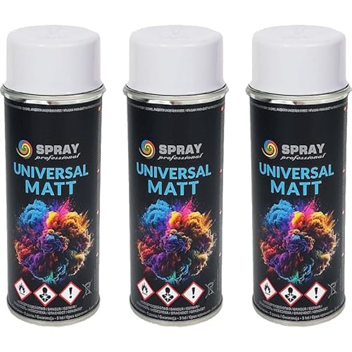 VE-INDUSTRIES RAL Lackspray MATT | 3er Sparpack | 400ml Dose | Sprühlack | Dekolack | DIY | freie Farbwahl (RAL 9003 - matt)