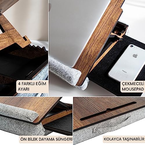 Vigo Wood - LS051 Minderli Eğim Ayarlanabilir Mousepadli Laptop Sehpası - Görsel 4