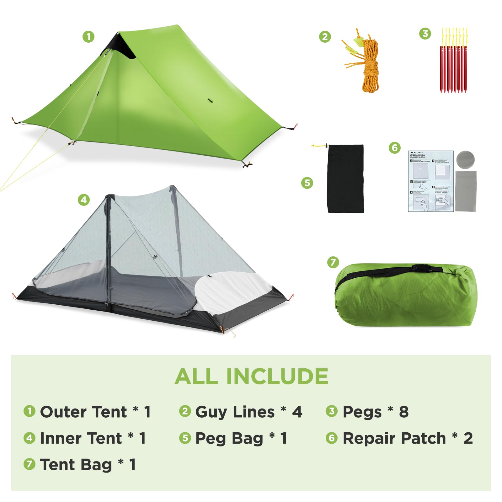 New lanshan Outdoor Ultralight Camping Tent Lightweight Tent,2 Person Backpacking Tent Lightweight Mesh Shelter-Perfect for Camping,Backpacking and Thru-Hikes