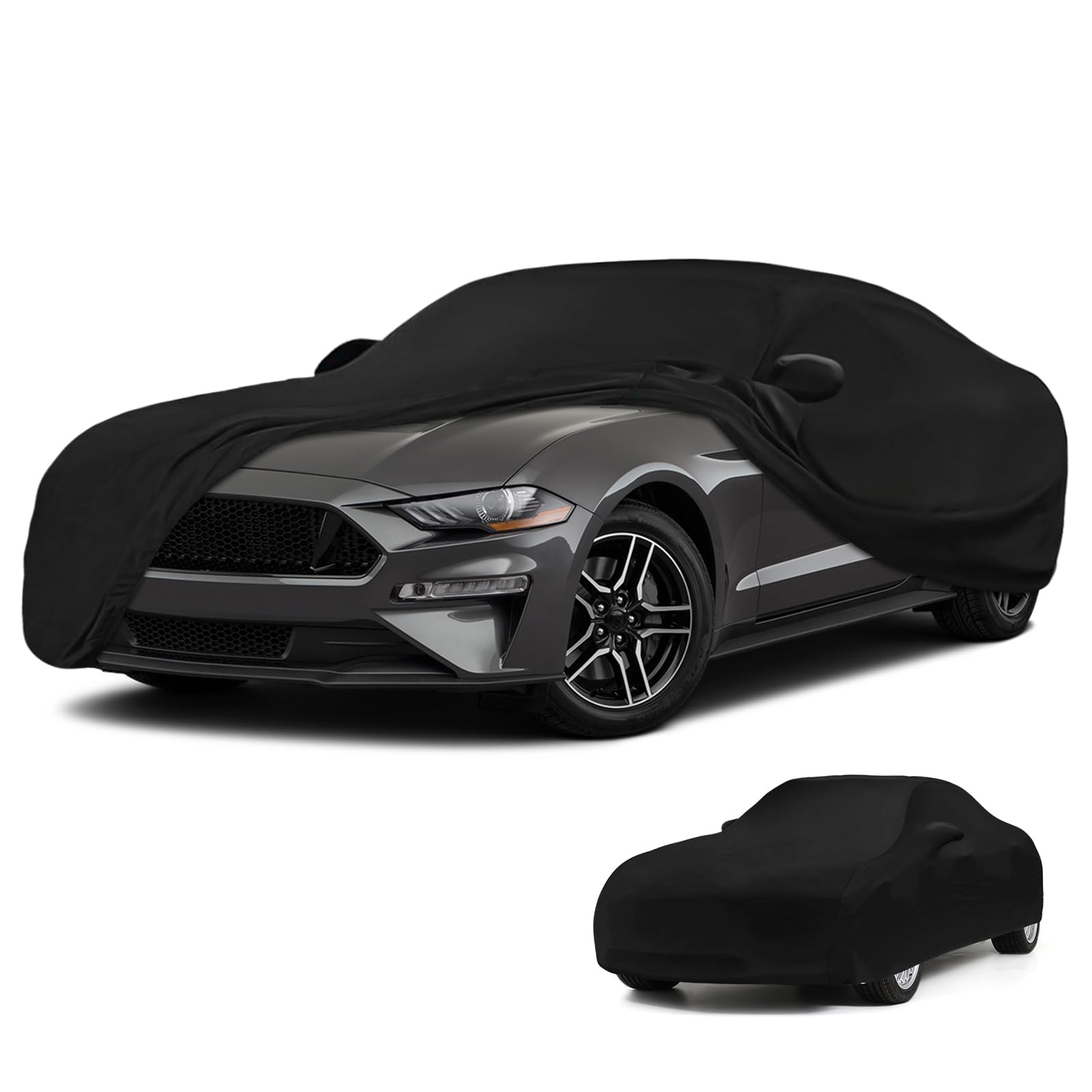 Copertura per auto interna per Ford Mustang 2005-2024, Telo di copertura elastico per auto per uso interno, Telone protettivo per auto per garage interno, Copertura antipolvere e traspirante