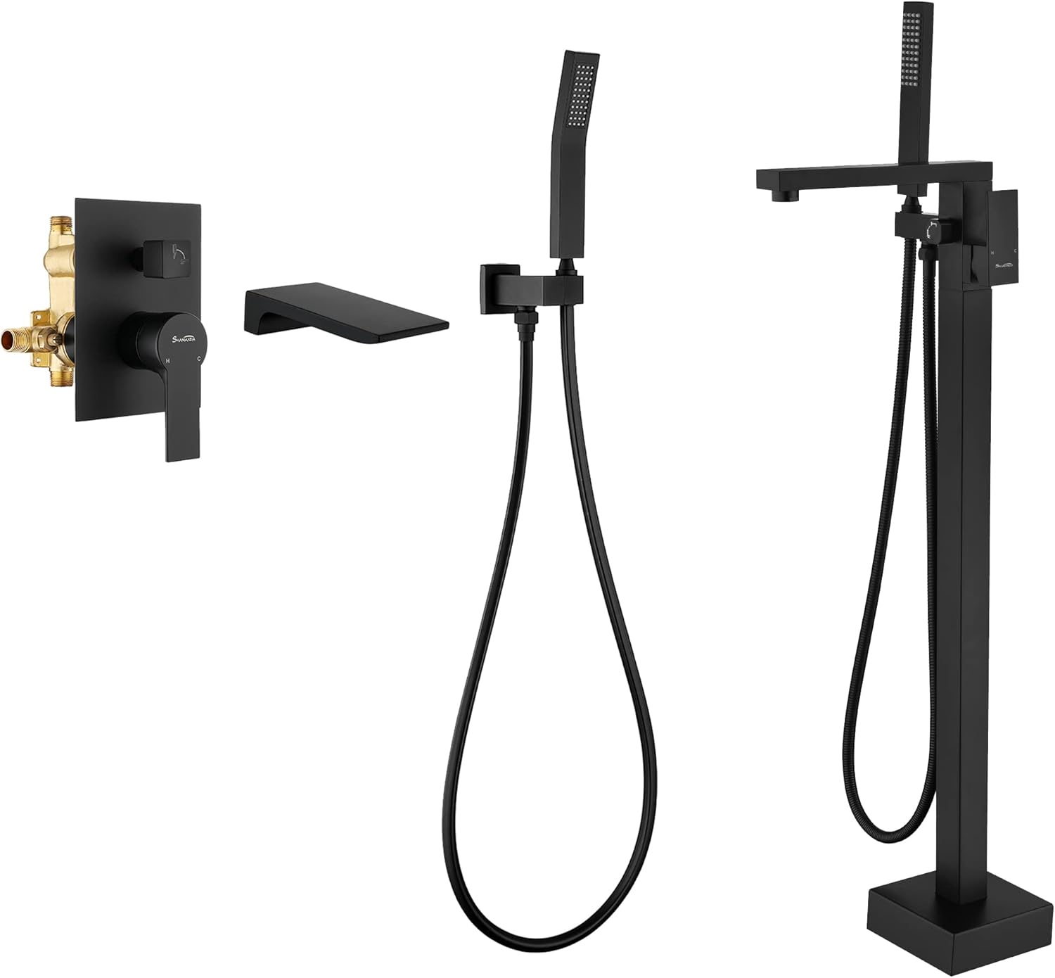 SHAMANDA Wall Mounted Bathtub Faucet and Freestanding Bathtub Faucet