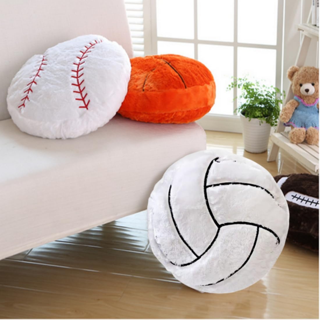 Volleyball Sports Pillow Fluffy Soft Throw Pillow Toy ,14" Durable Sport Basketball Plush Toys,Plush Pillow Toys Gift for Kids Boy Girls Children Room Decoration - Image 4