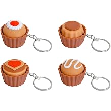 Adorable Dessert Keyboard Fidget ToySet of 4 - Mechanical Finger Clicker Keychain for Stress Relief, 3D Printed Button Sensory Toys for Adults,Fun & Decorative Accessory