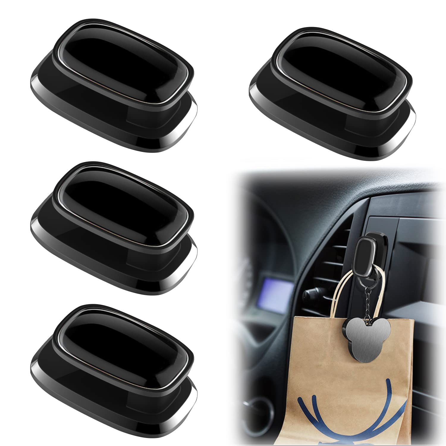 nalaina4pcs Car Mounted Hook, Car Paste Mini Hook, Car Dashboard Hook Holder, Car Storage Hook Car Accessories, Portable Car Interior Supplies