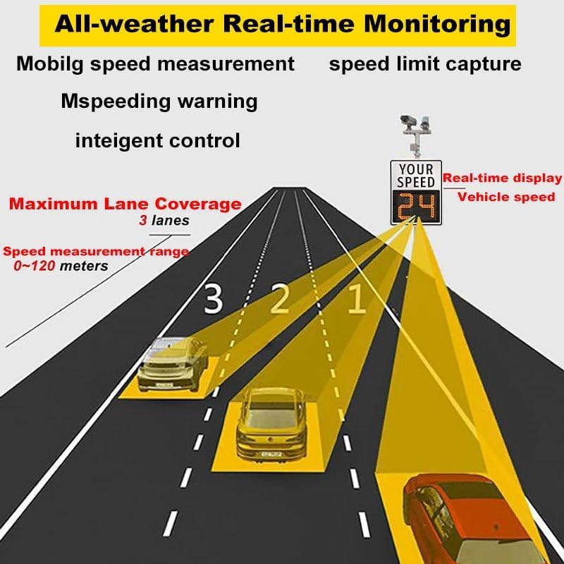 Panneau De Limitation De Vitesse Numérique Solaire Limité, Panneaux De Retour Dinformation Aux Conducteurs, 2 Panneaux Radar De Limitation De Vitesse À Affichage Numérique White 60X75cm