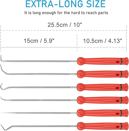 Miniatura 3 de YukiHalu Juego de ganchos y púas de precisión para automóviles, cola giratoria, juego de herramientas de púa de 10 pulgadas para juntas tóricas y