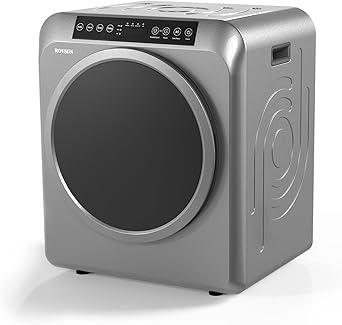 ROVSUN 13.2LB Portable Clothes Dryer, 3.5 Cu.Ft High End Front Load Tumble Laundry Dryer with LCD Touch Screen, Stainless Steel Tub for Apartment, Home, Dorm-110V, Luxury Grey