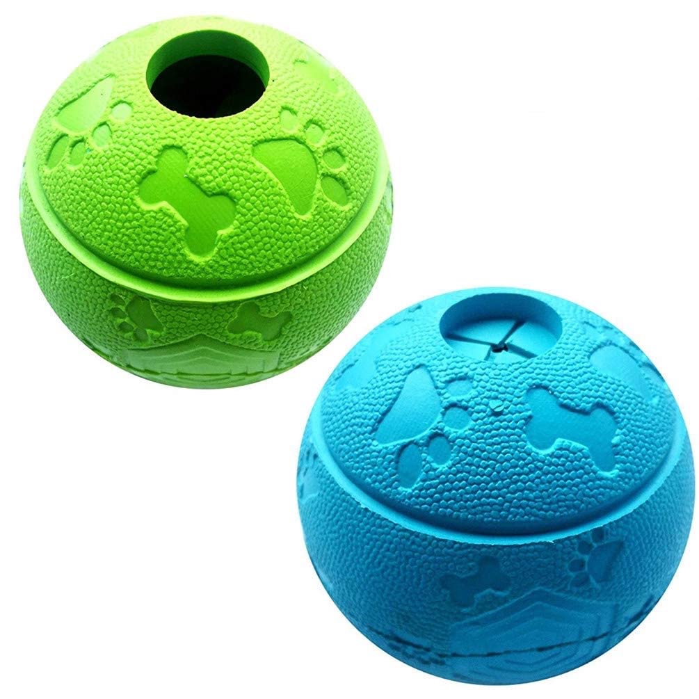 Feixun Dog Treat Ball and Toy, Interactive - Pack of 2 (Green, Blue)