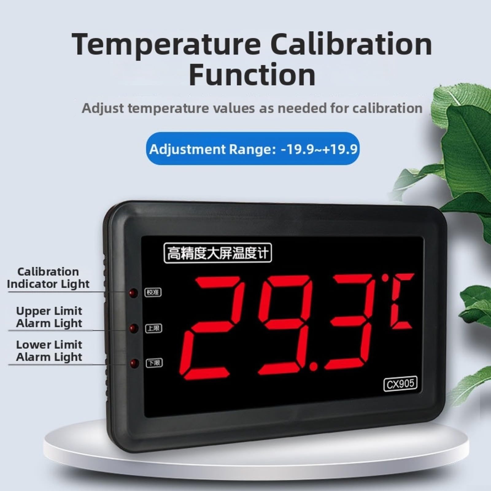 Termómetro digital, con sonda Pantalla LED grande Impermeable Alarma de alta temperatura, para monitoreo de gas y líquidos de acuicultura (A)