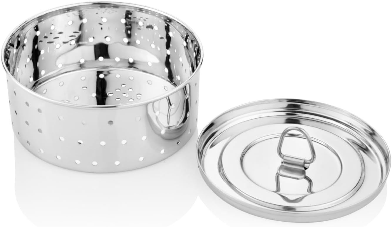 EMBASSY Stainless Steel Round Paneer Mould/Maker/Strainer | 400 ml | Diameter - 11 cm | Size - 2 | Perfect for Making Homemade Paneer/Cheese/Tofu | Dishwasher Safe