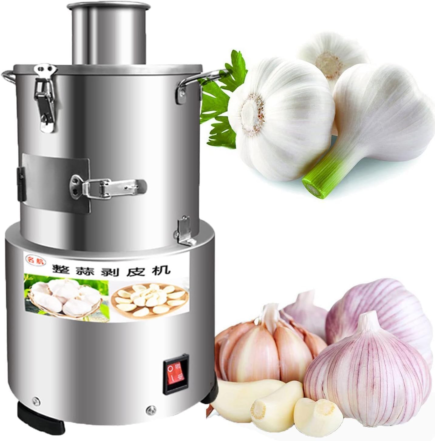Electric Stainless Steel Garlic Peeling Machine 200W Garlic Scraper 30kg/h Automatic Garlic Peeler Garlic Separator for Commercial and Household Use
