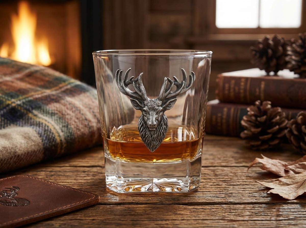 Badger N Bow Elk Aged Pewter Whiskey Glass, 11 oz, Farmhouse Style - Image 6