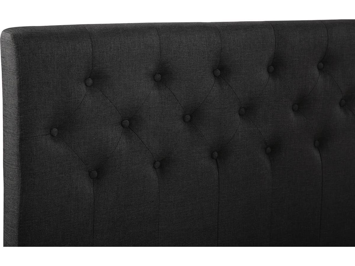 Habitat et Jardin - Lit Double Emmy en Tissu Gris Foncé 140 x 190 cm | Cadre de Lit 2 Places | Sommier et Tête de Lit Inclus | Support à Lattes en Bois