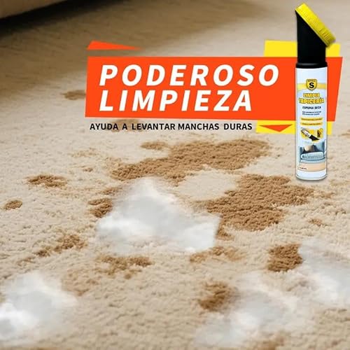 SPSIL Limpiador Tapicería Espuma Seca Coche y Hogar Cepillo Integrado Limpia Sofás Alfombras Fórmula Anti-Olor y Fragancia Fresca Limpieza Profunda de Tejidos 450ml - imagen 4