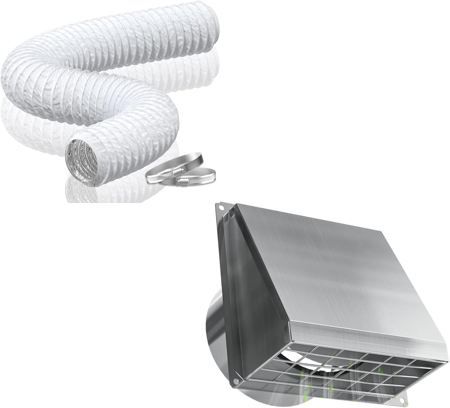 Hon&Guan Dryer Vent Cover Outside 4 Inch with 4 Inch Duct -8 FT