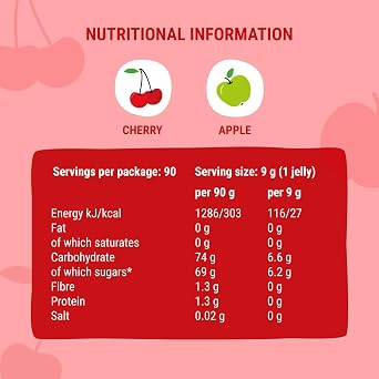 Bob Snail Healthy Fruit Snacks – Jelly Gems with Cherry – No Added Sugar, Gelatine Free – Natural Sweet Gummy Treats for Kids and Adults, Mini Fruit Bars To Go – 50 Pieces