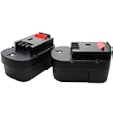 2-Pack Black & Decker 14.4v HPB14 Battery Replacement (2000 mAh,NiCd) - Compatible with Black & Decker HPB14, Black & Decker CD14SFK, Black & Decker EPC14CA, Black & Decker EPC14CAB