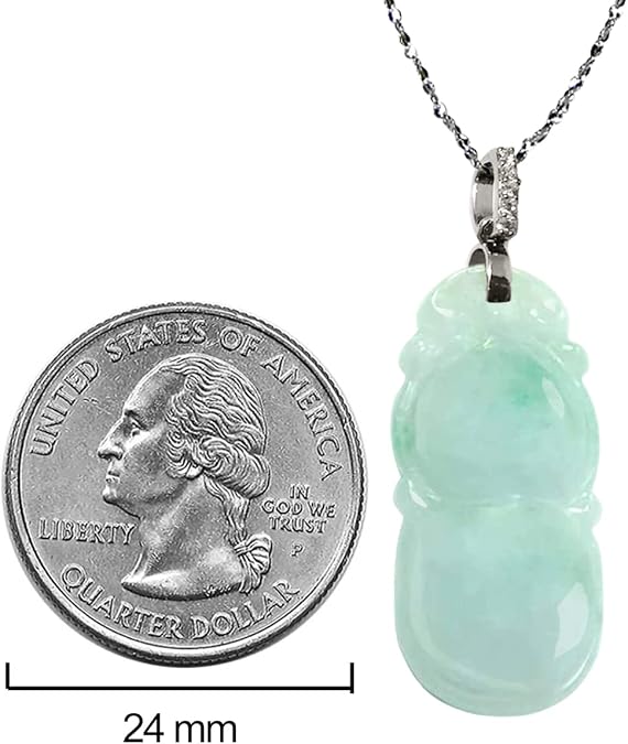 Dahlia Jade Necklace for Fortune Wealth & Longevity, Real Grade A Certified Burma Jadeite Fu Lu Shou,