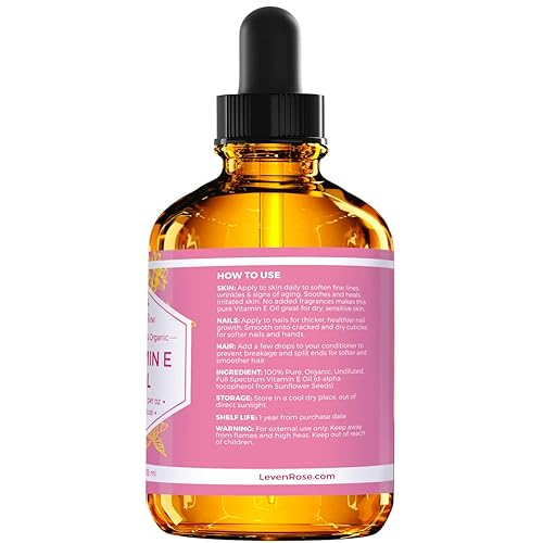 Miniatura 6 de Aceite de vitamina E de Leven Rose 100 natural orgánico aceite de vitamina E puro para piel cara cabello uñas y cicatrices 75000 UI por onza 4 onzas