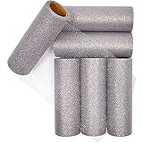 Bright Creations Tulle Rolls 6 Pack - Silver Glitter Tulle Fabric Roll - 6 inches x 10 Yards