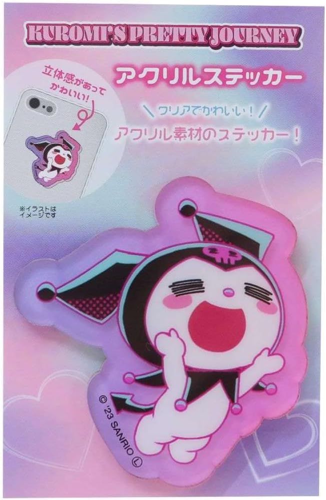 Tees Factory SR-5541659WA KUROMI'S Pretty Journey Acrylic Sticker, Kuromi Wai, H 2.1 x W 2.0 x D 0.1 inches (5.3 x 5 x 0.3 cm)